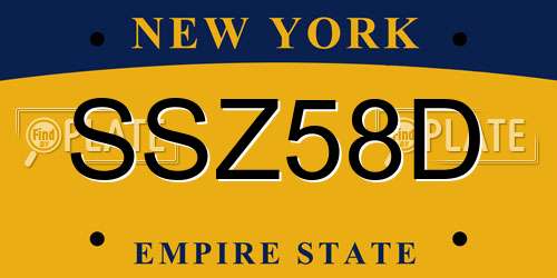 SSZ58D New York License Plate