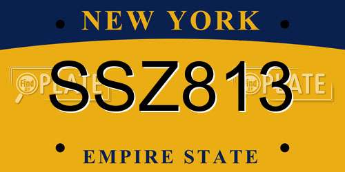 SSZ813 New York License Plate