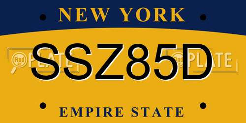 SSZ85D New York License Plate