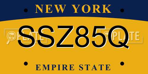 SSZ85Q New York License Plate