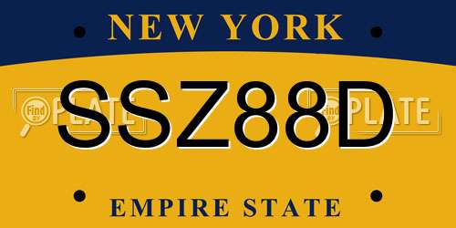 SSZ88D New York License Plate