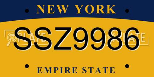 SSZ9986 New York License Plate