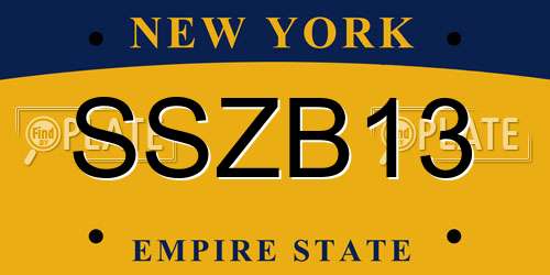 SSZB13 New York License Plate