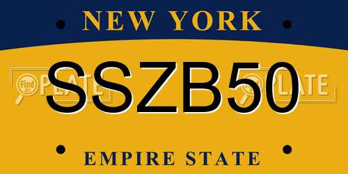 SSZB50 New York License Plate