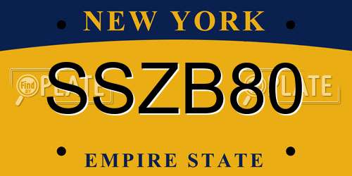 SSZB80 New York License Plate