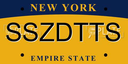 SSZDTTS New York License Plate