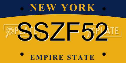 SSZF52 New York License Plate
