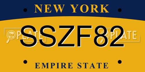 SSZF82 New York License Plate