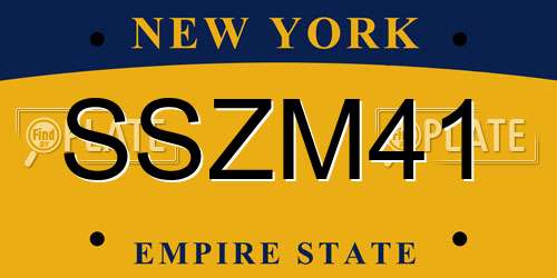 SSZM41 New York License Plate