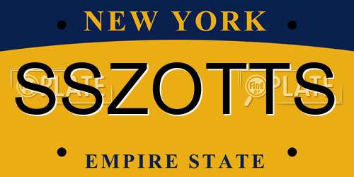 SSZOTTS New York License Plate