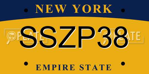 SSZP38 New York License Plate