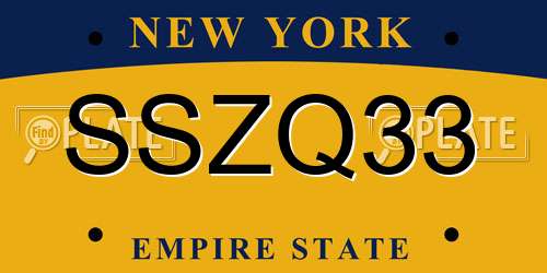 SSZQ33 New York License Plate