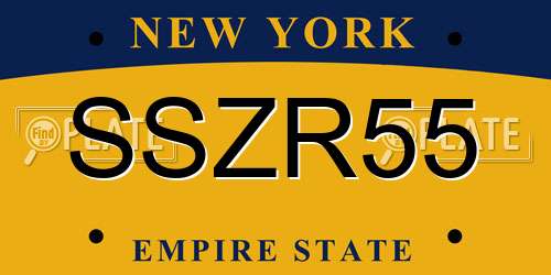 SSZR55 New York License Plate