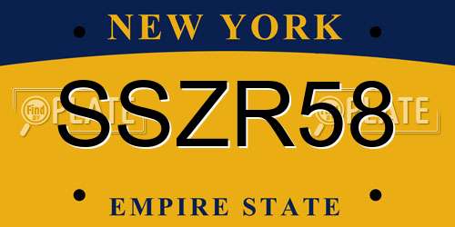 SSZR58 New York License Plate