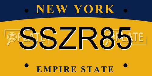 SSZR85 New York License Plate