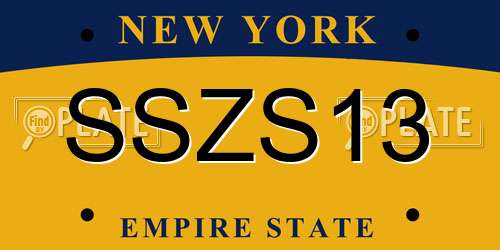 SSZS13 New York License Plate