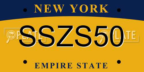 SSZS50 New York License Plate