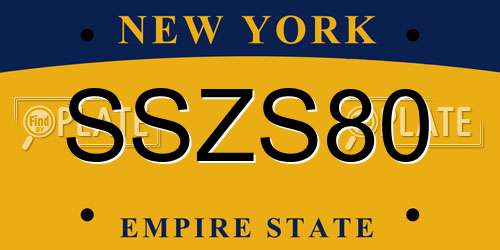 SSZS80 New York License Plate