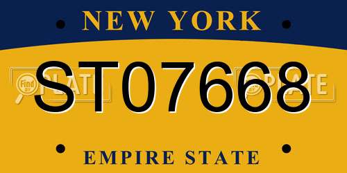 ST07668 New York License Plate