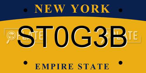 ST0G3B New York License Plate