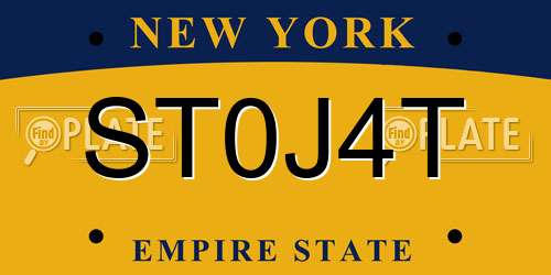 ST0J4T New York License Plate