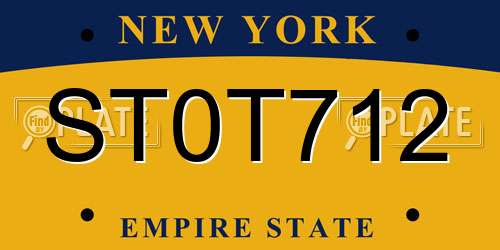 ST0T712 New York License Plate
