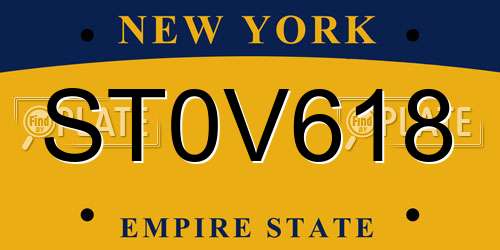 ST0V618 New York License Plate