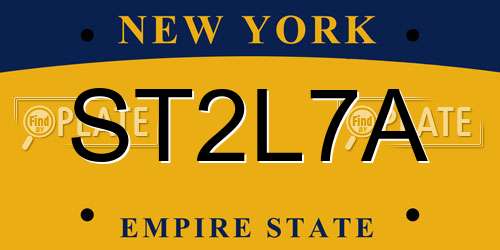 ST2L7A New York License Plate