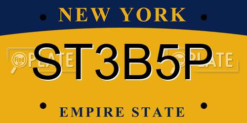 ST3B5P New York License Plate