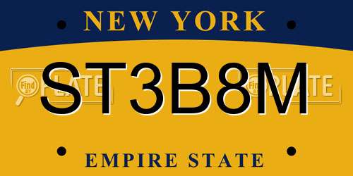 ST3B8M New York License Plate