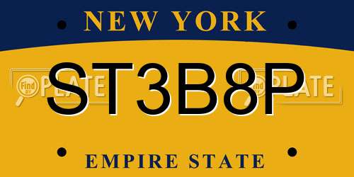ST3B8P New York License Plate