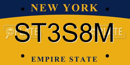 ST3S8M New York License Plate