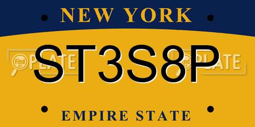 ST3S8P New York License Plate
