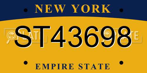 ST43698 New York License Plate