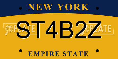 ST4B2Z New York License Plate