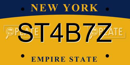 ST4B7Z New York License Plate
