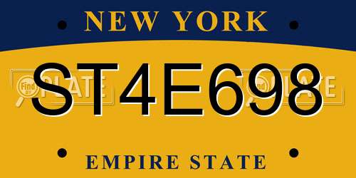 ST4E698 New York License Plate