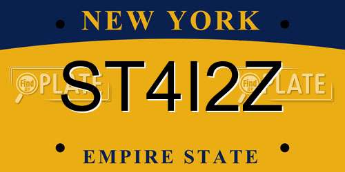 ST4I2Z New York License Plate