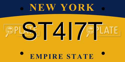 ST4I7T New York License Plate
