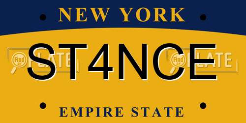 ST4NCE New York License Plate