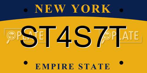 ST4S7T New York License Plate
