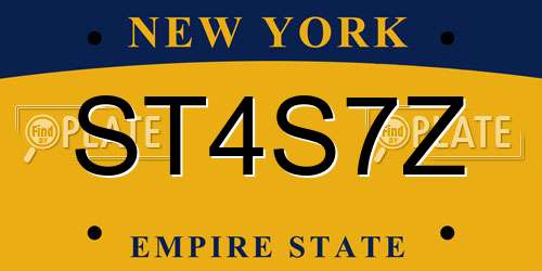 ST4S7Z New York License Plate