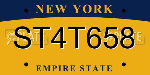 ST4T658 New York License Plate