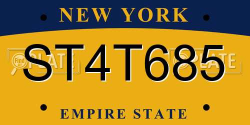 ST4T685 New York License Plate