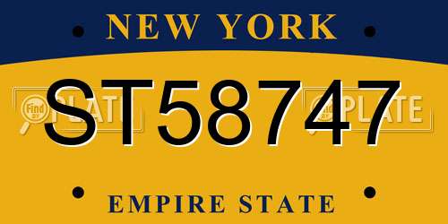 ST58747 New York License Plate
