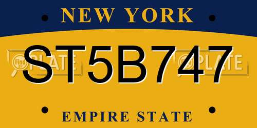 ST5B747 New York License Plate