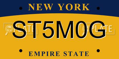 ST5M0G New York License Plate