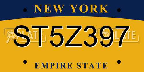 ST5Z397 New York License Plate