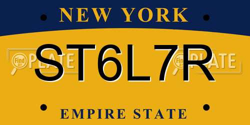 ST6L7R New York License Plate