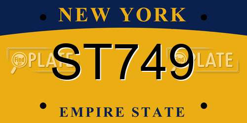ST749 New York License Plate